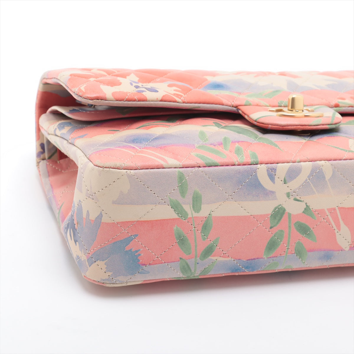 Chanel CC Logo Multicolor Watercolor Floral Matelasse Lambskin Double Flap Double Chain Bag Pink * PREORDER *