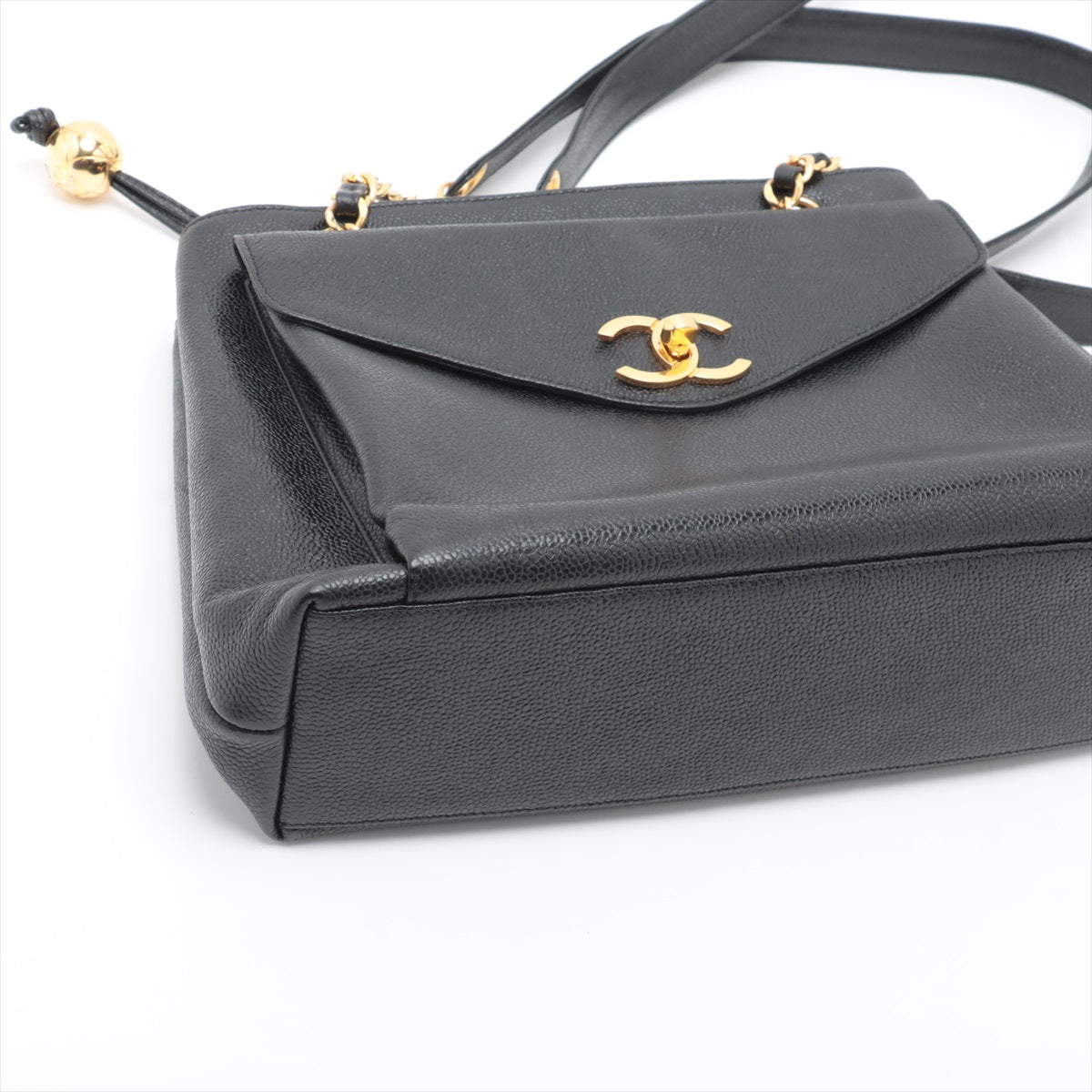 Chanel Vintage CC Logo Caviar Skin Pocket Chain Shoulder Tote Bag Black * PERORDER *