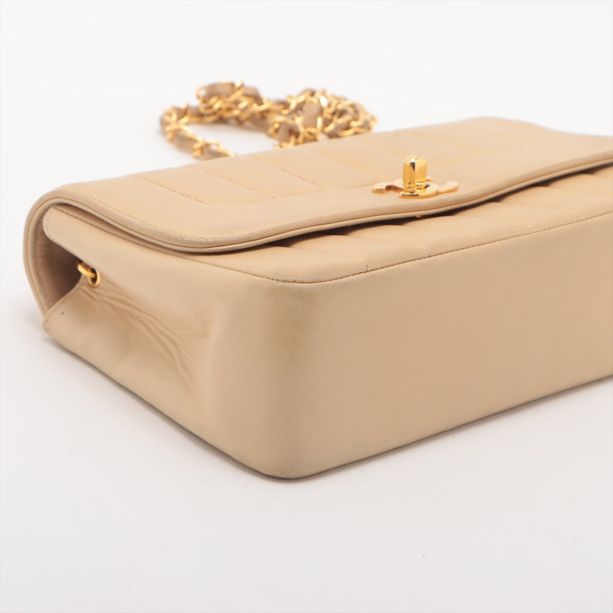 Chanel CC Logo Mademoiselle Lambskin Single Flap Single Chain Bag Beige * PREORDER *