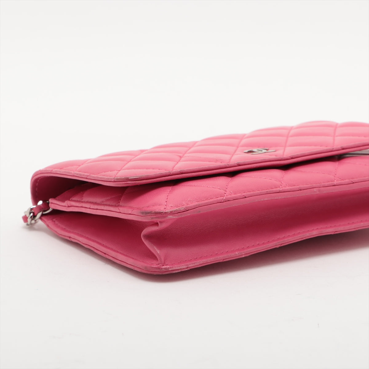 Best Seller Buy Second Hand Chanel CC Logo Matelasse Lambskin Chain Wallet Bag Pink