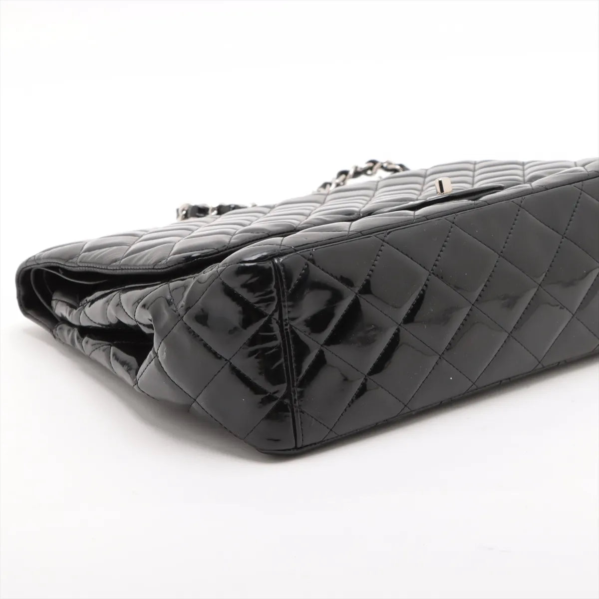 Chanel CC Logo Dekamatrasse 34 Maxi Patent Leather Double Flap Double Chain Bag Black * PREORDER *