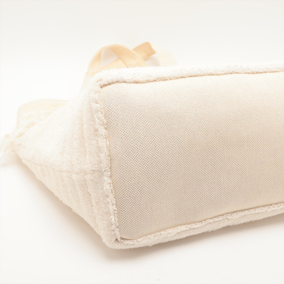 Chanel Logo Cotton Fringe Tote Bag Ivory