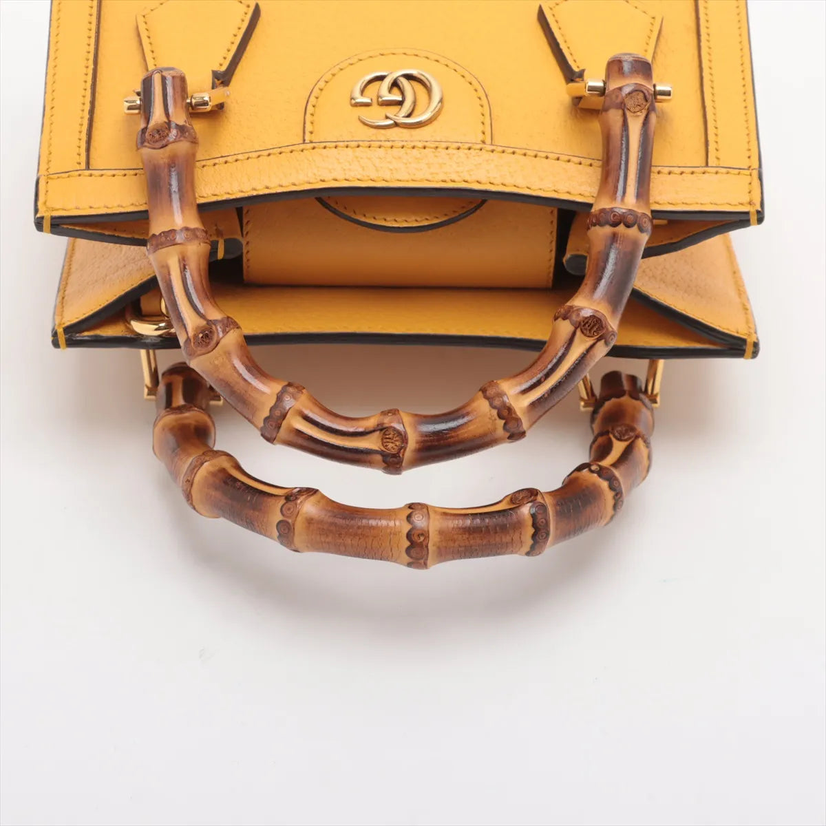 Top Buy Second Hand Gucci GG Logo Bamboo Diana Leather Small Tote Bag Yellow