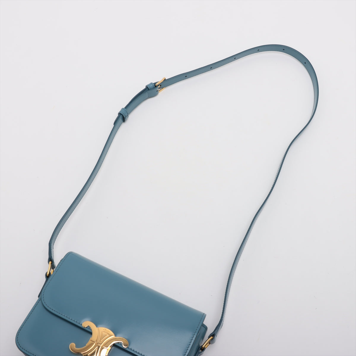 Top Celine Teen Triomphe Leather Shoulder Bag Blue