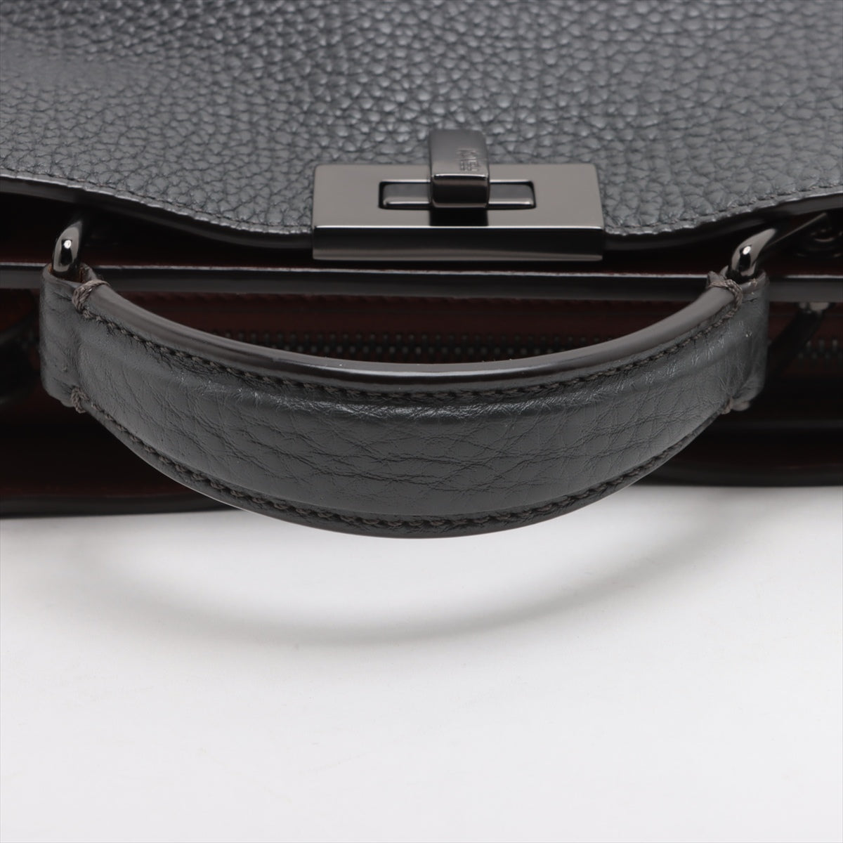 Top Fendi Peekaboo ISeeU Small Leather Two-Way Handbag Black