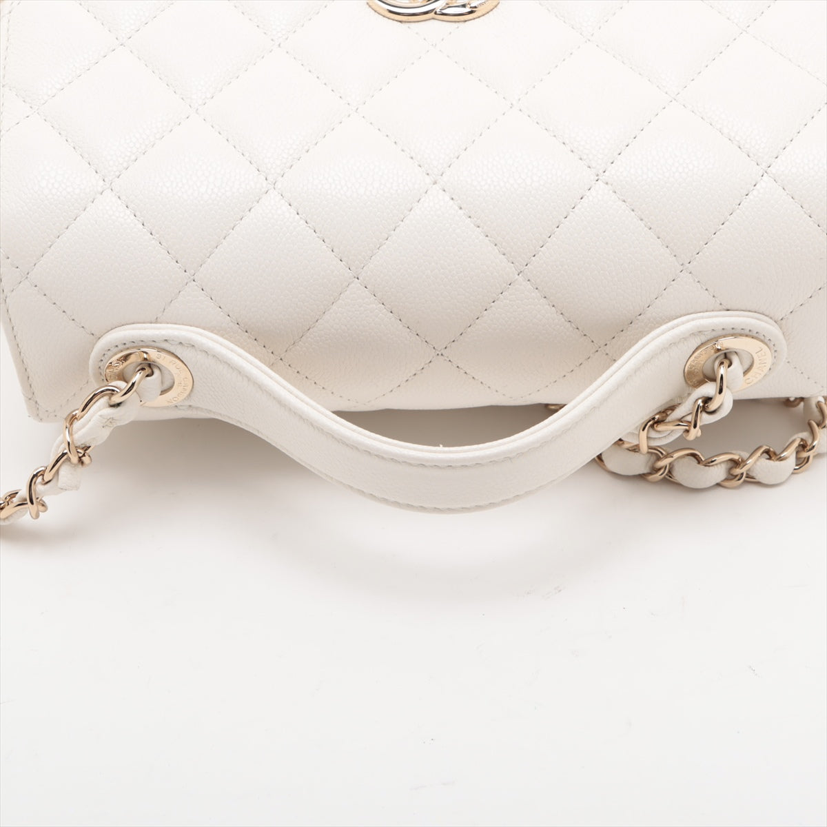 Chanel CC Logo Business Affinity Medium Matelasse Caviar Skin Chain Shoulder Bag White * PREORDER *