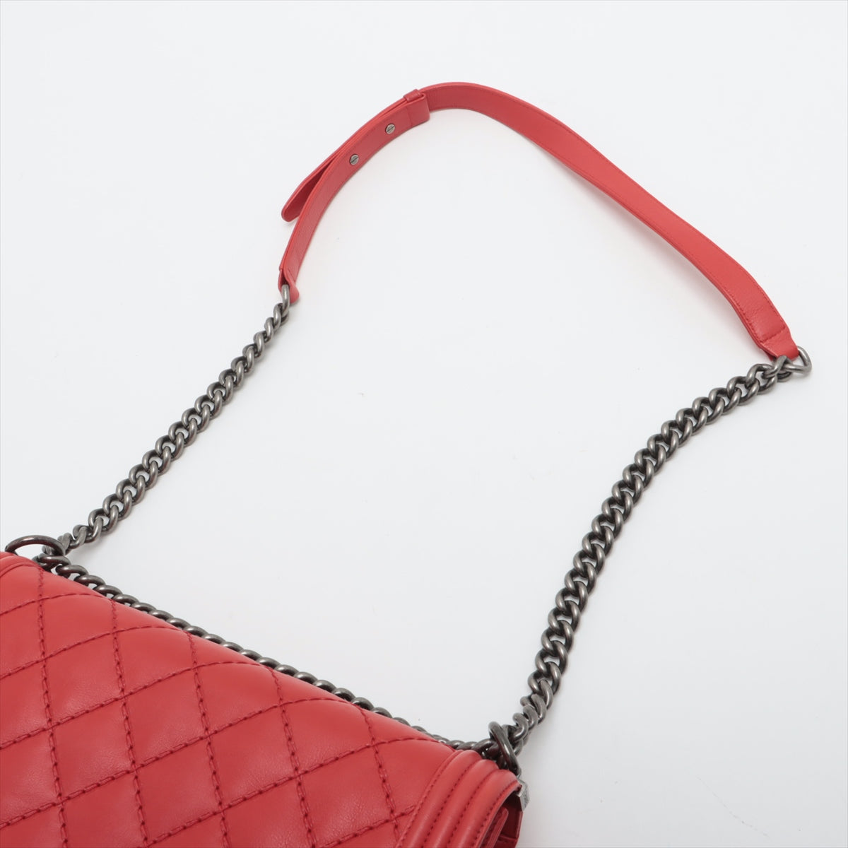Top Chanel Boy Large Matelasse Lambskin Chain Shoulder Bag Red