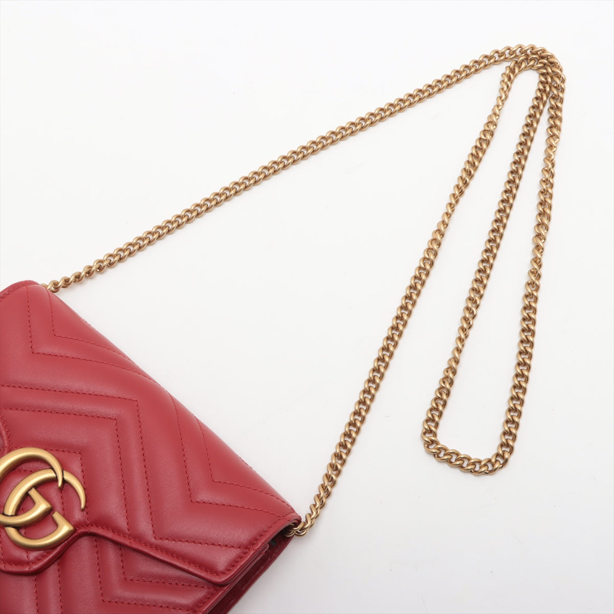 Top Buy Second Hand Gucci GG Marmont Leather Chain Wallet Bag Red