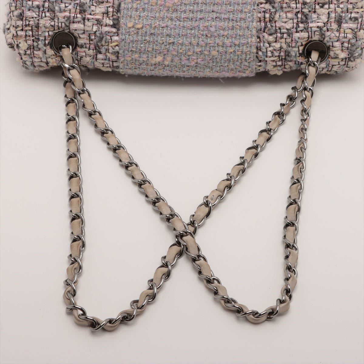 Chanel CC Logo Tweed Chain Shoulder Bag Gray * PREORDER *