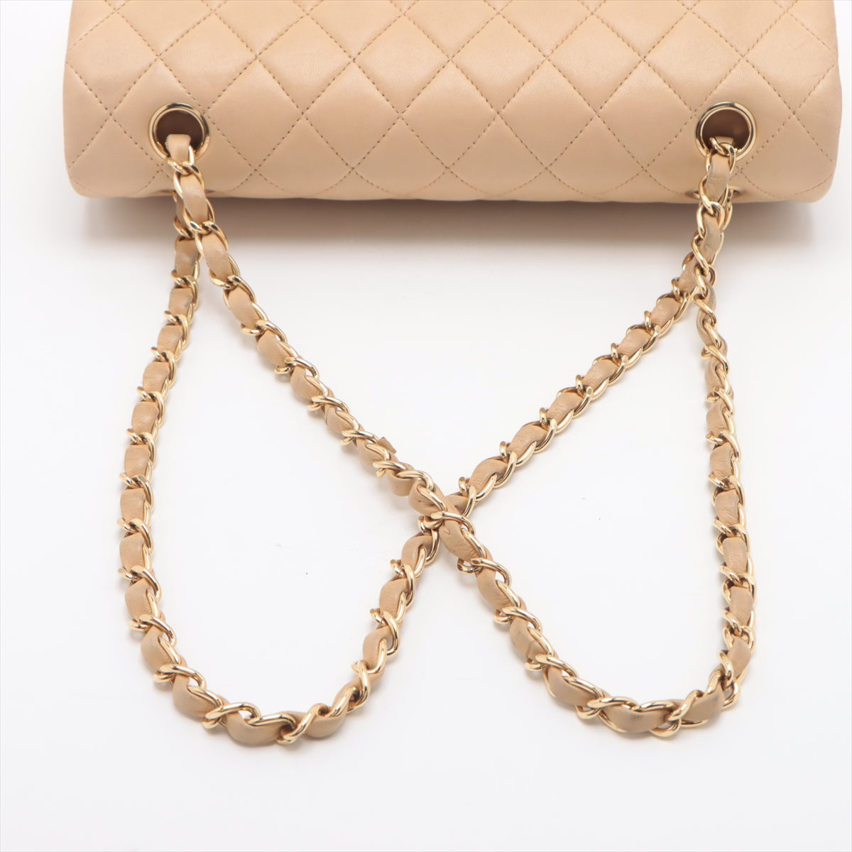 Chanel CC Logo Matelasse 25 Lambskin Double Flap Double Chain Bag Beige * PREORDER *