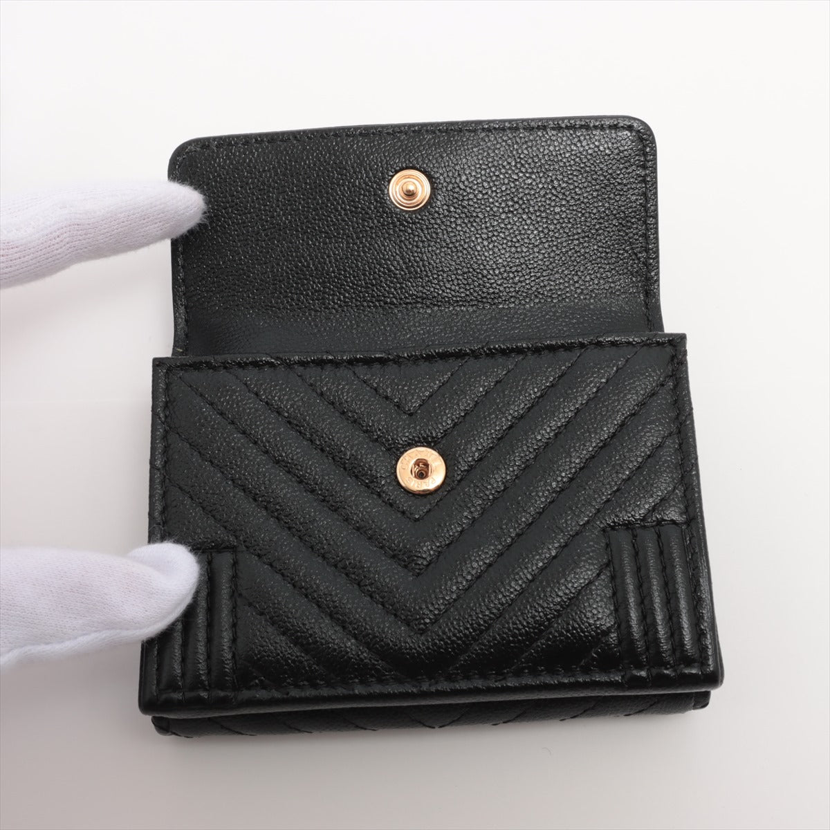 Chanel Boy Chanel Caviar Skin Compact Wallet Black * PREORDER *