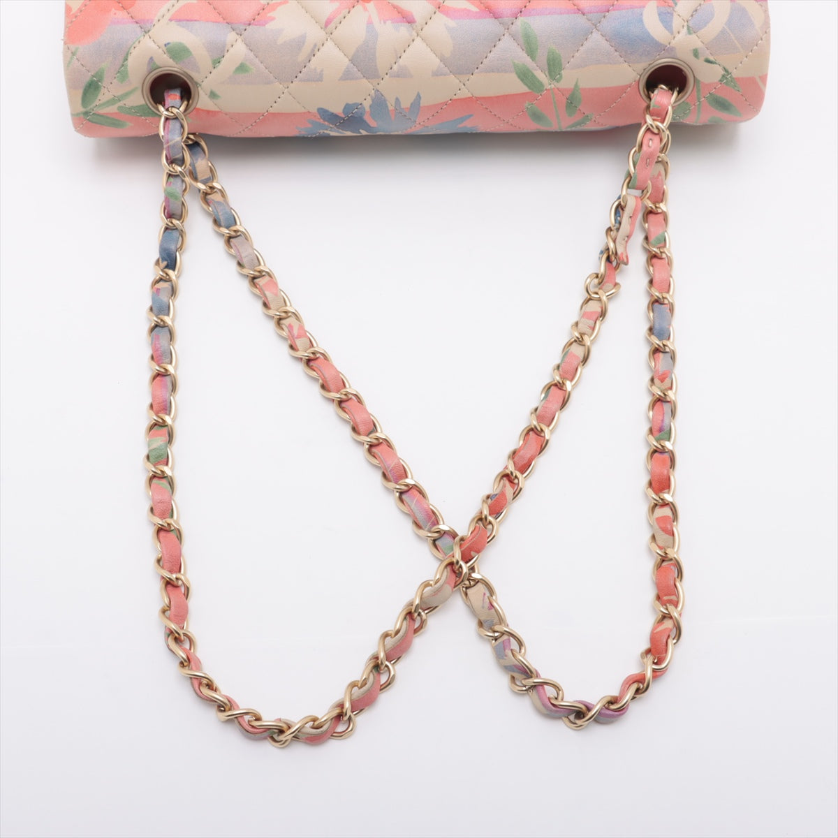 Chanel CC Logo Multicolor Watercolor Floral Matelasse Lambskin Double Flap Double Chain Bag Pink * PREORDER *