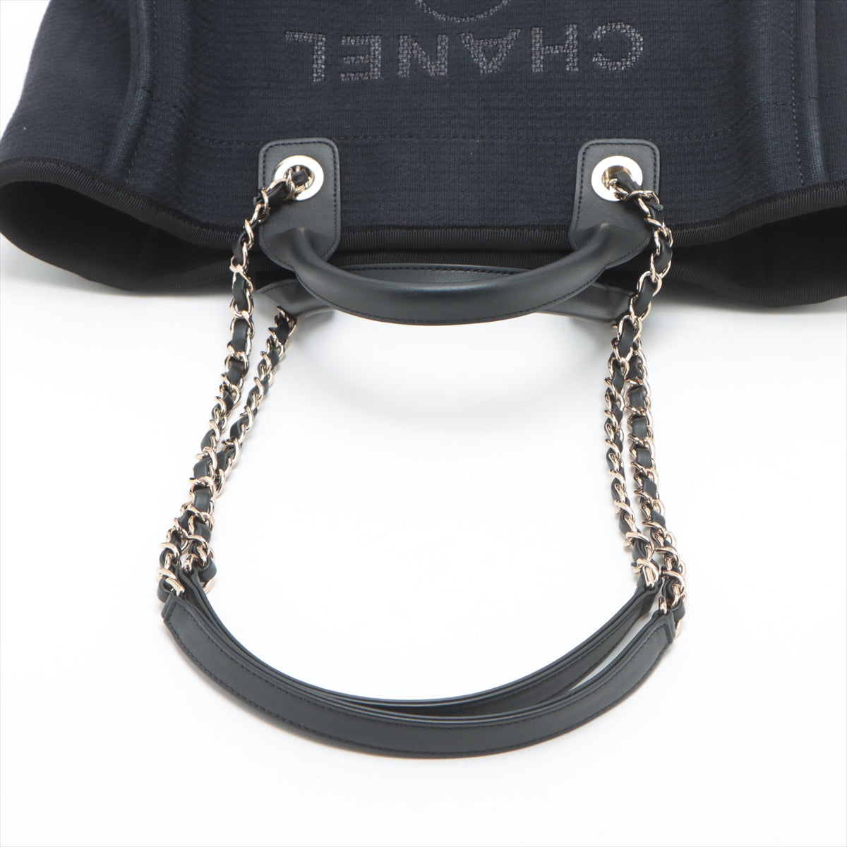 Chanel Deauville MM Canvas Chain Two-Way Tote Bag Navy Blue * PREORDER *