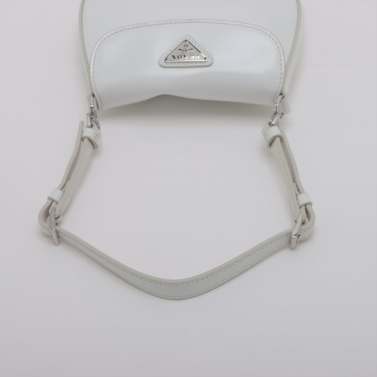 Top Prada Cleo Brushed Leather Shoulder Bag White