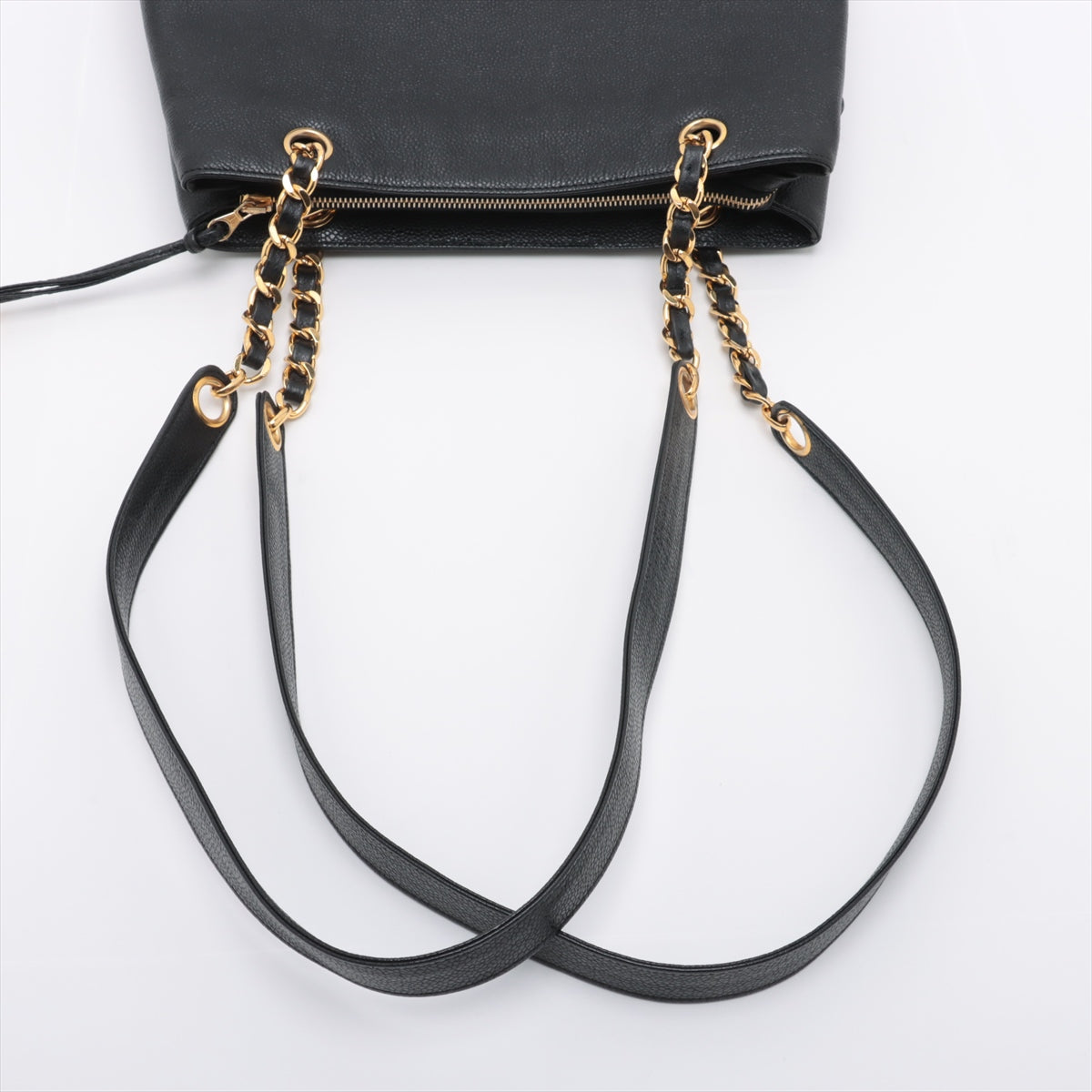 Chanel Vintage CC Logo Caviar Skin Pocket Chain Shoulder Tote Bag Black * PERORDER *