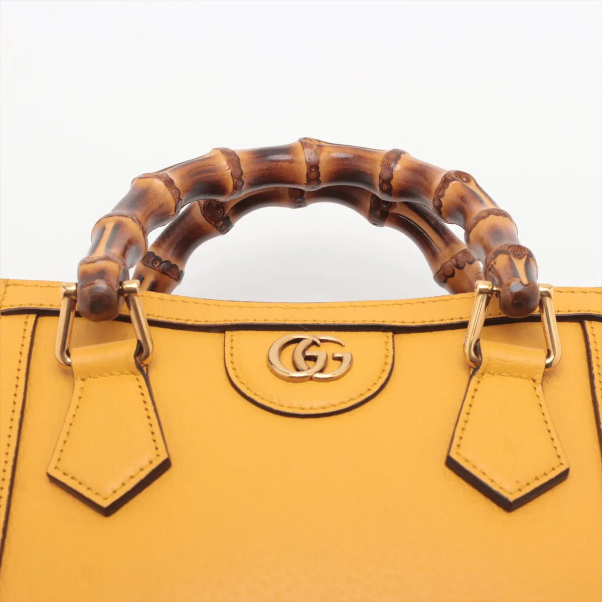 Branded Buy Second Hand Gucci GG Logo Bamboo Diana Leather Small Tote Bag Yellow