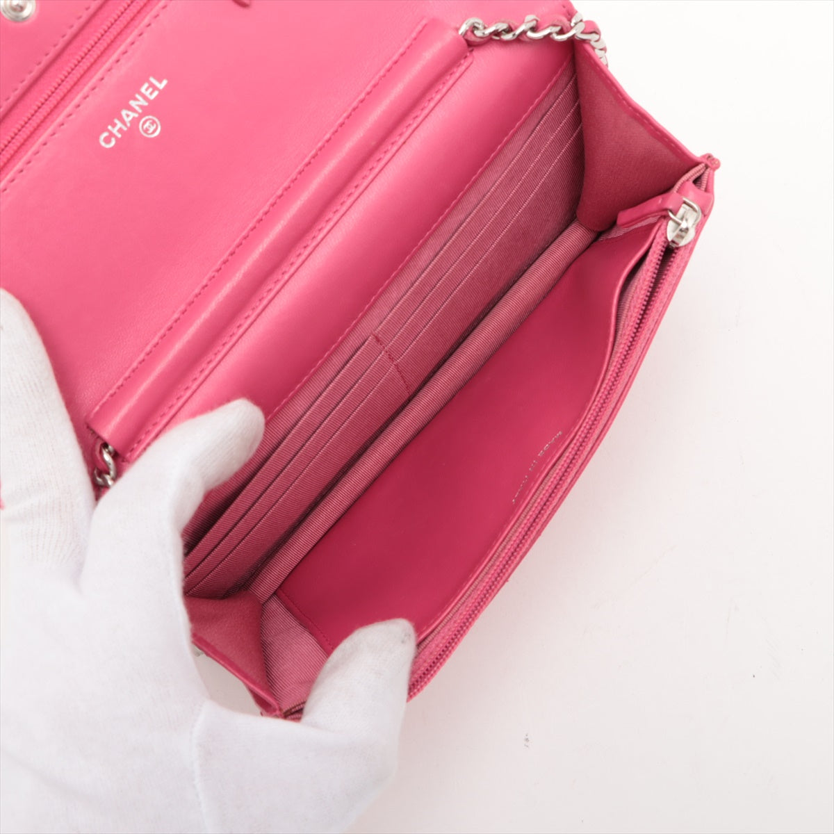 Branded Buy Second Hand Chanel CC Logo Matelasse Lambskin Chain Wallet Bag Pink