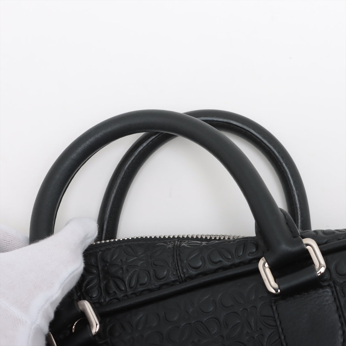 Branded Loewe Anagram Monogram Amazona 75 Leather Handbag Black
