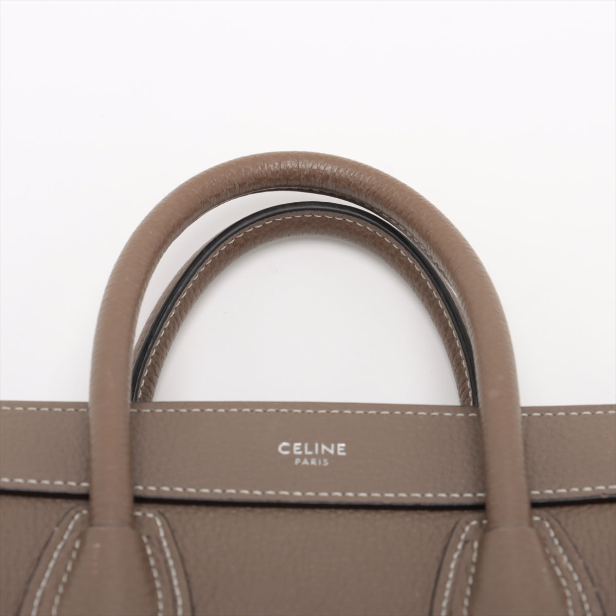 Designer Celine Luggage Nano Shopper Leather Handbag Greige