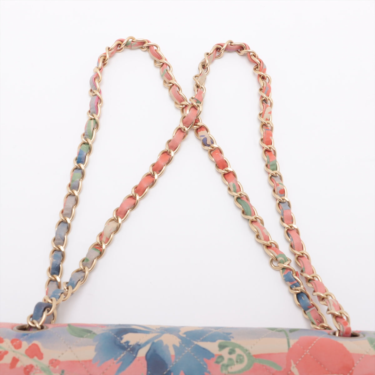 Chanel CC Logo Multicolor Watercolor Floral Matelasse Lambskin Double Flap Double Chain Bag Pink * PREORDER *