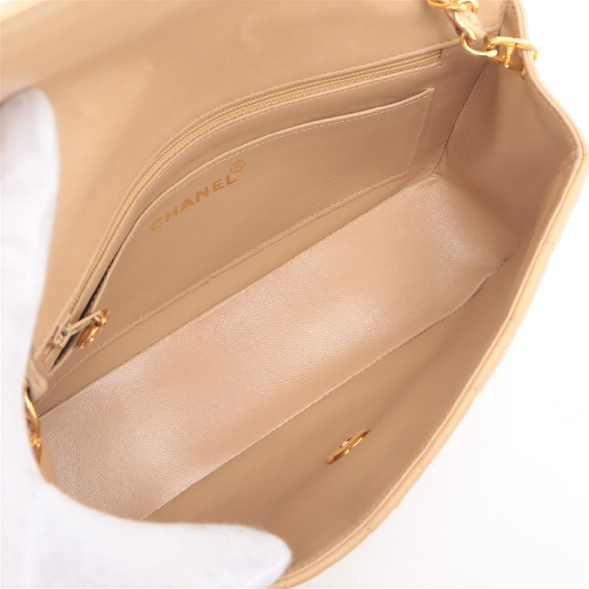 Chanel CC Logo Mademoiselle Lambskin Single Flap Single Chain Bag Beige * PREORDER *