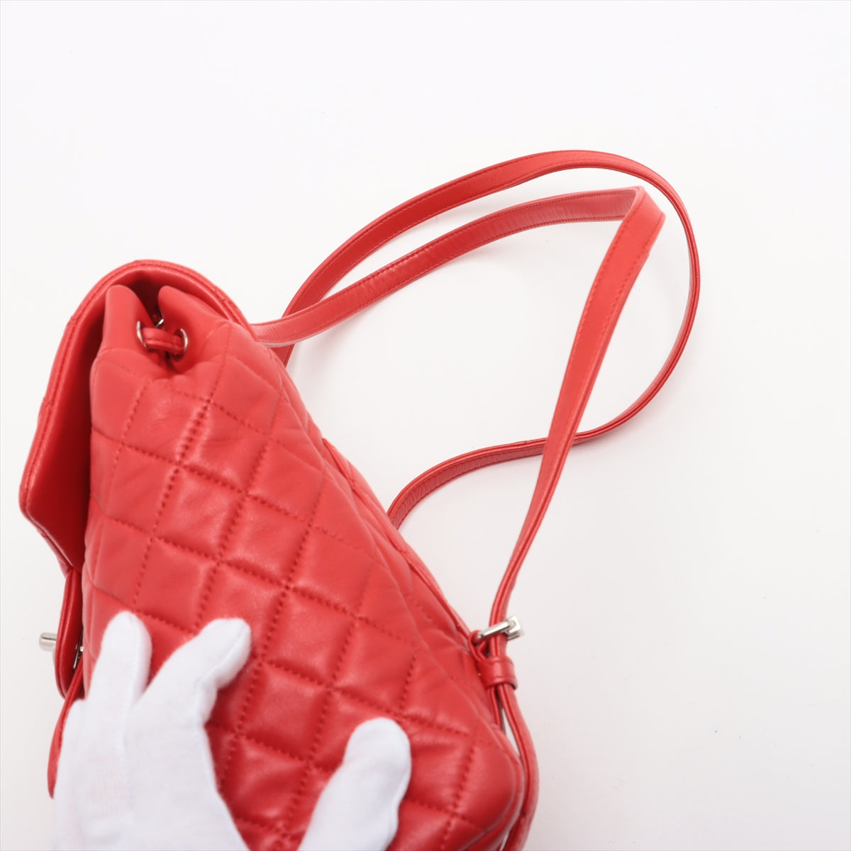 Chanel CC Logo Matelasse Lambskin Chain Drawstring Backpack Red * PREORDER *