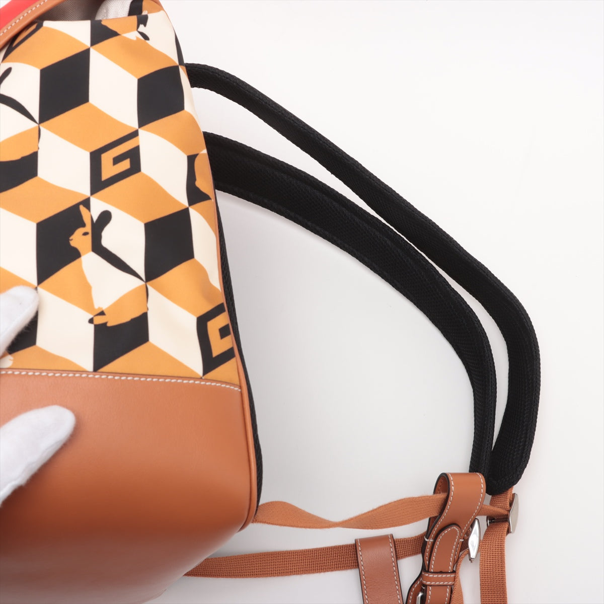 Gucci x Dans Levert Collab Rabbit Nylon and Leather Backpack Red x Brown