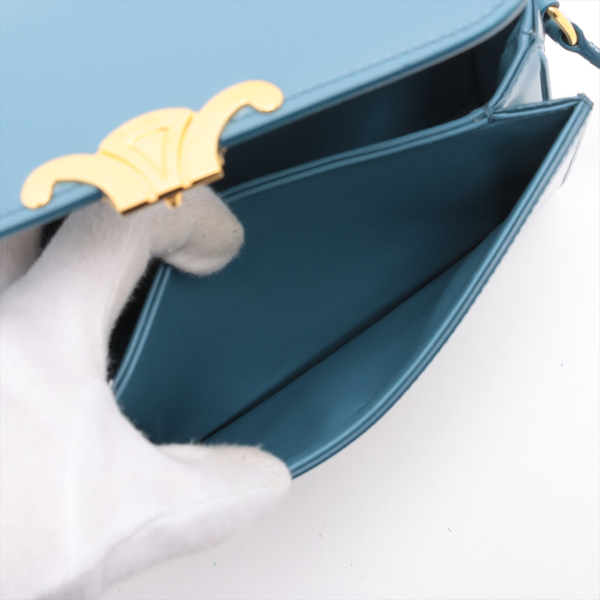 Top rated Celine Teen Triomphe Leather Shoulder Bag Blue