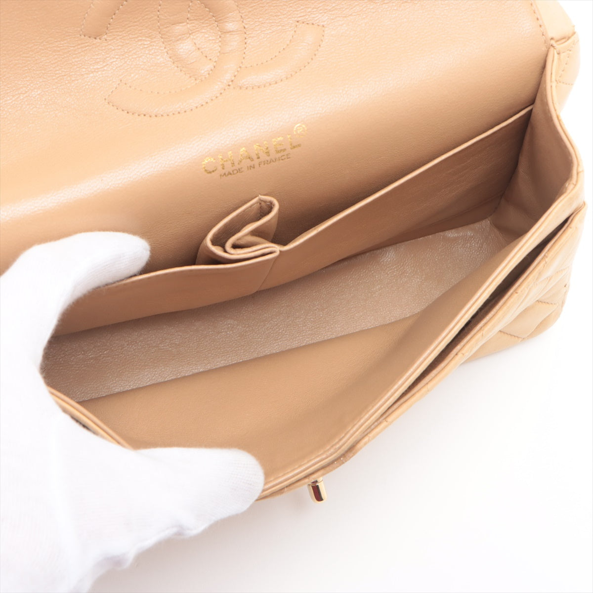 Chanel CC Logo Matelasse 25 Lambskin Double Flap Double Chain Bag Beige * PREORDER *