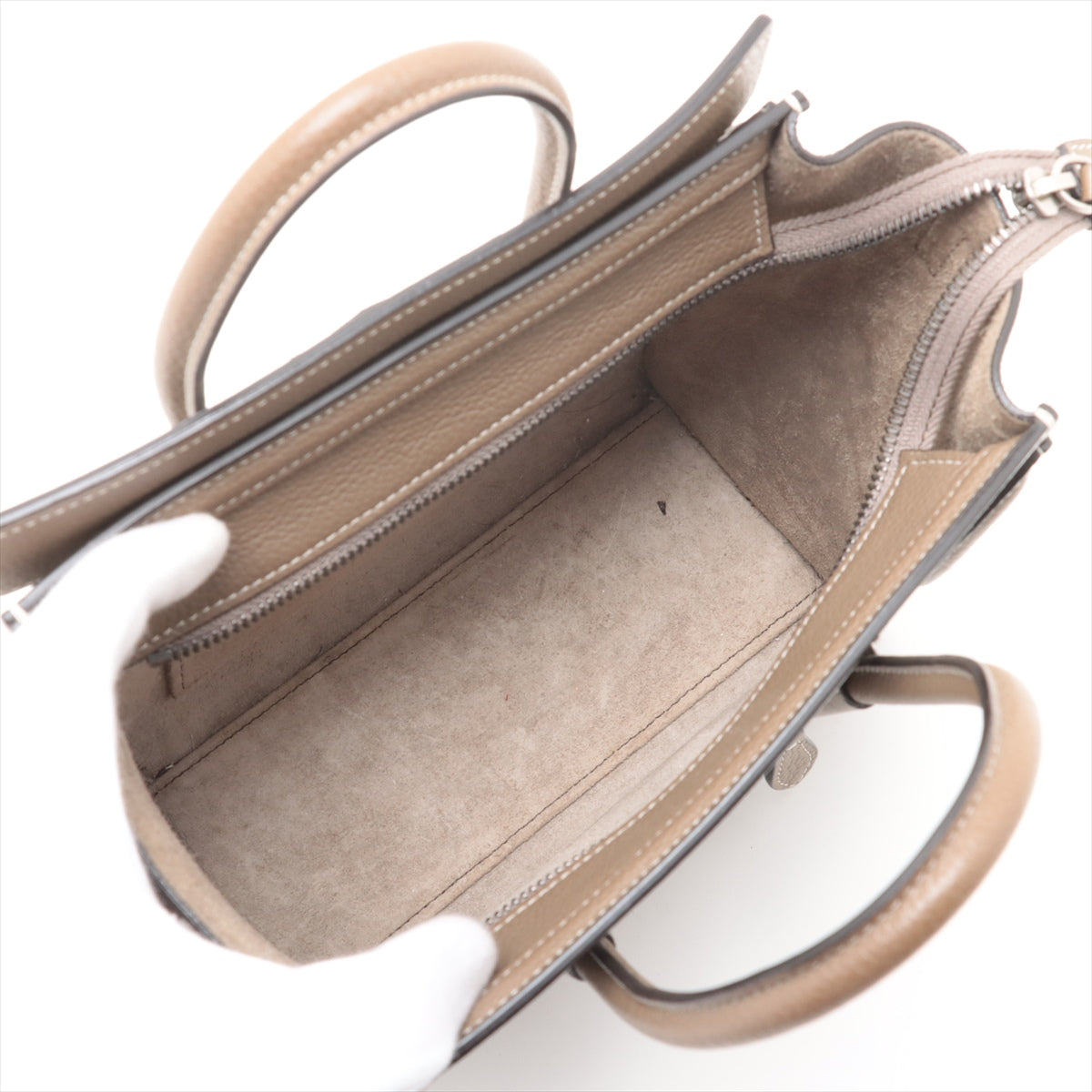 Quality Celine Luggage Nano Shopper Leather Handbag Greige