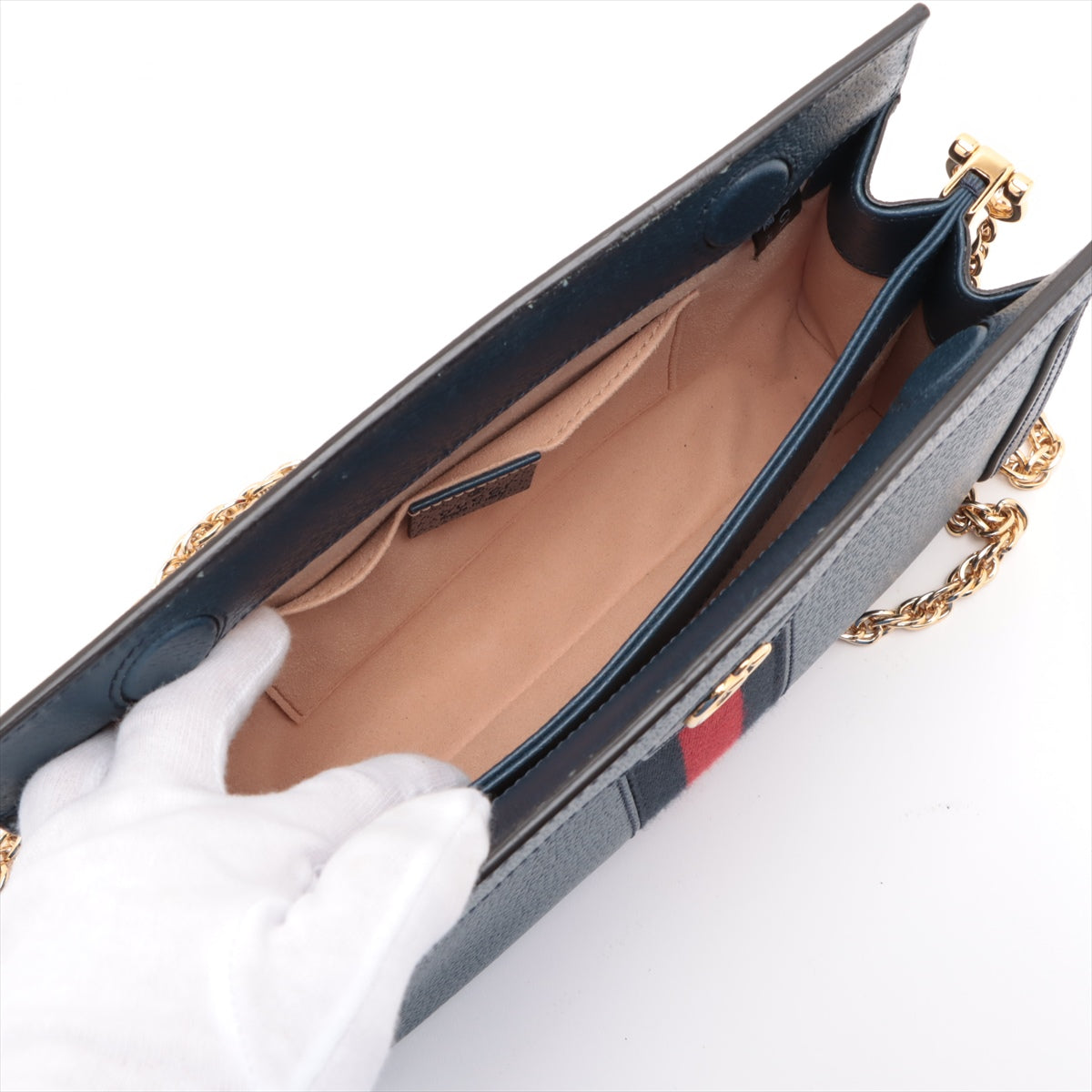 Gucci GG Logo Ophidia Chain Shoulder Bag Navy Blue * PREORDER *
