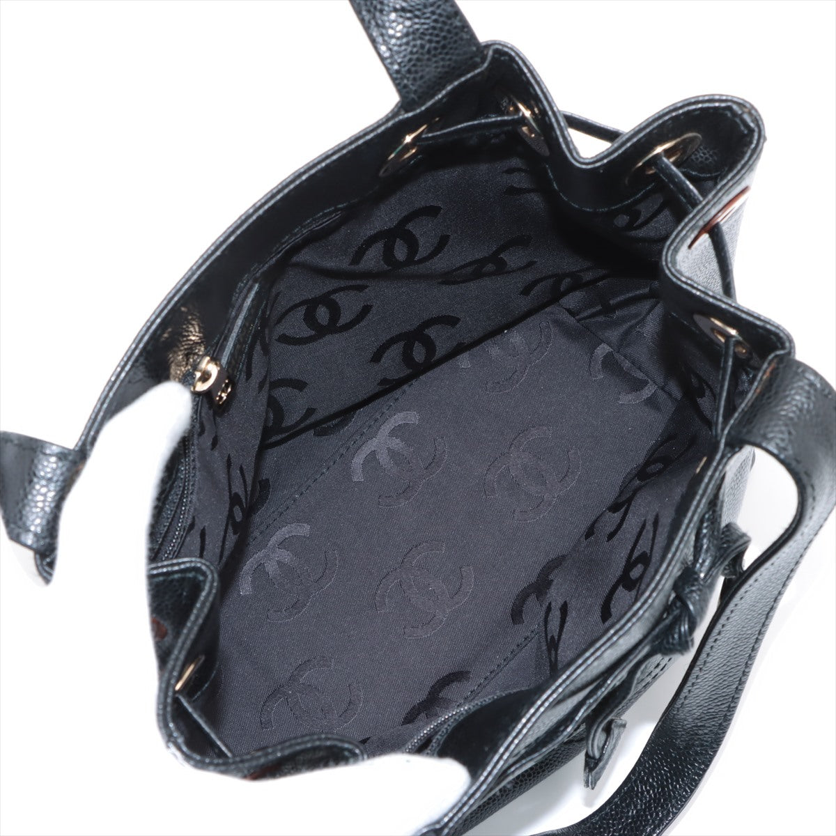 Chanel CC Logo Caviar Skin Drawstring Tote Bag Black * PREORDER *