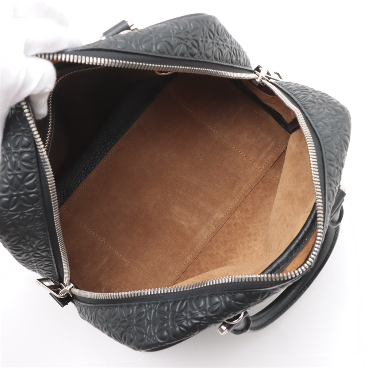 Top rated Loewe Anagram Monogram Amazona 75 Leather Handbag Black