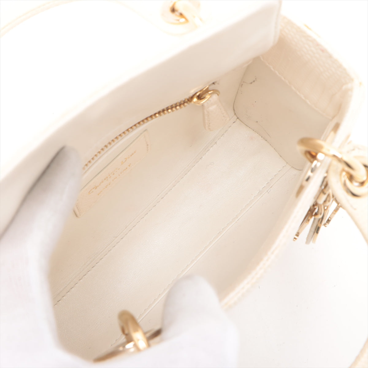 Christian Dior Lady Dior Mini Lizard Two-Way Handbag Ivory * PREORDER *
