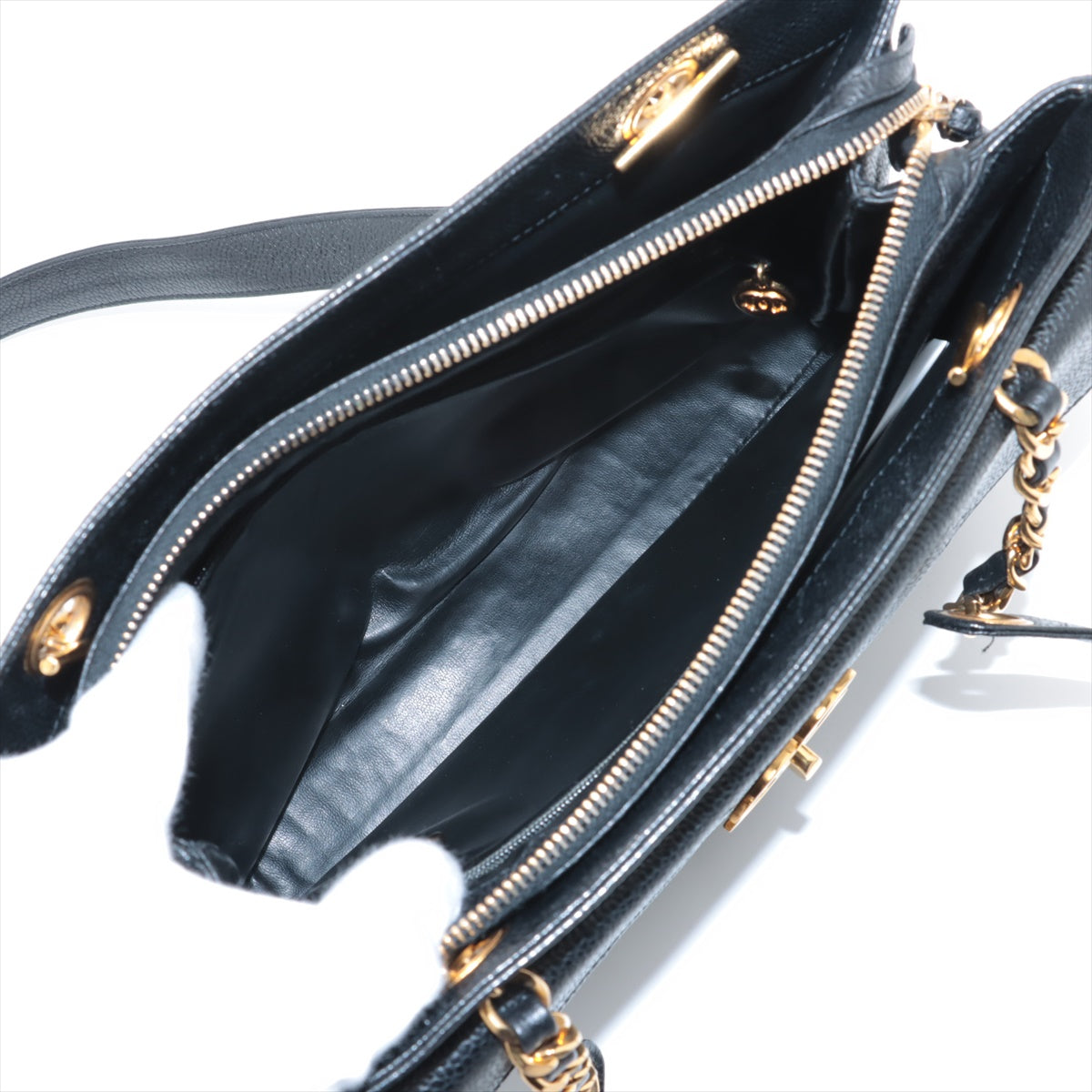 Chanel Vintage CC Logo Caviar Skin Pocket Chain Shoulder Tote Bag Black * PERORDER *