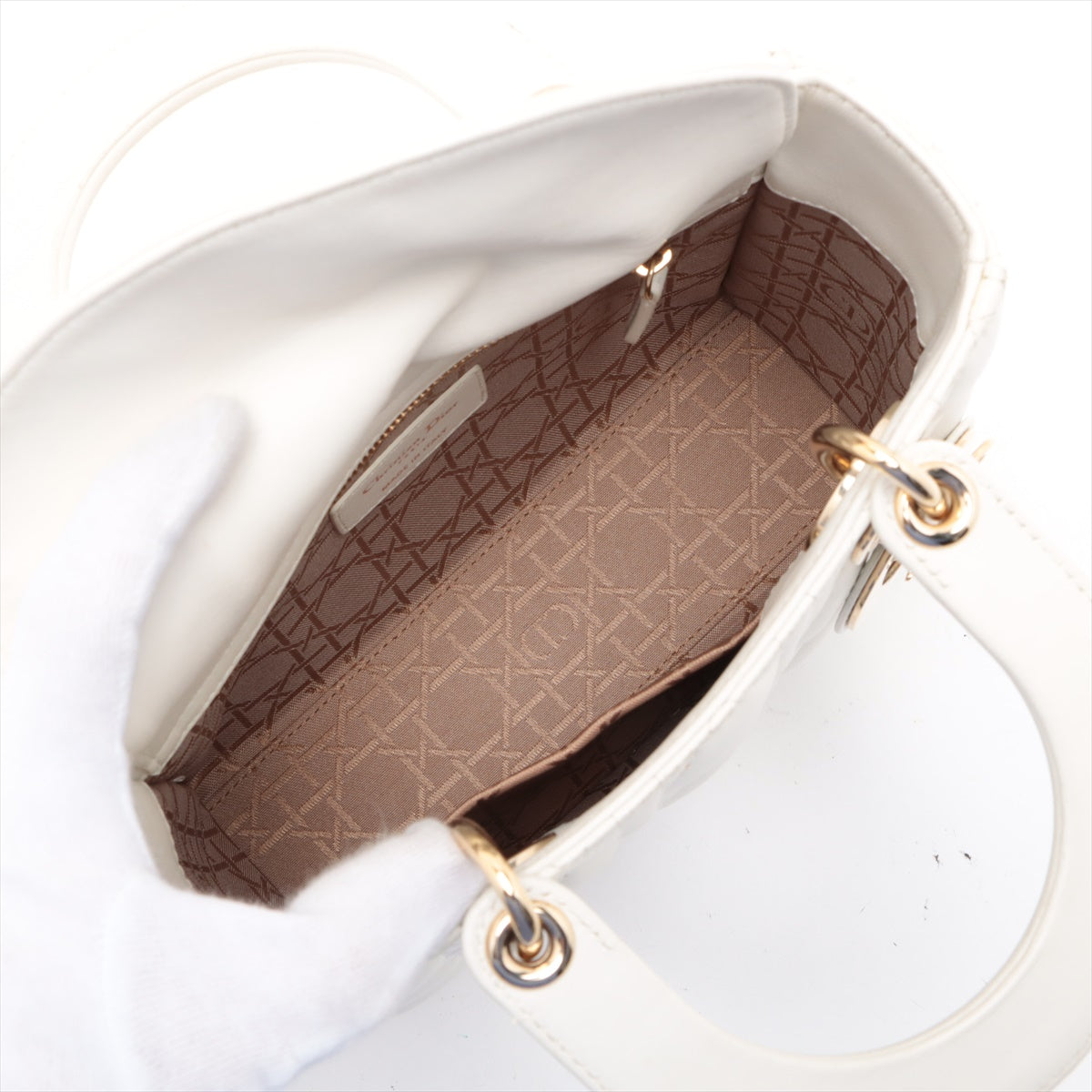 Christian Dior My Lady Dior Cannage Leather Two-Way Handbag White * PREORDER *