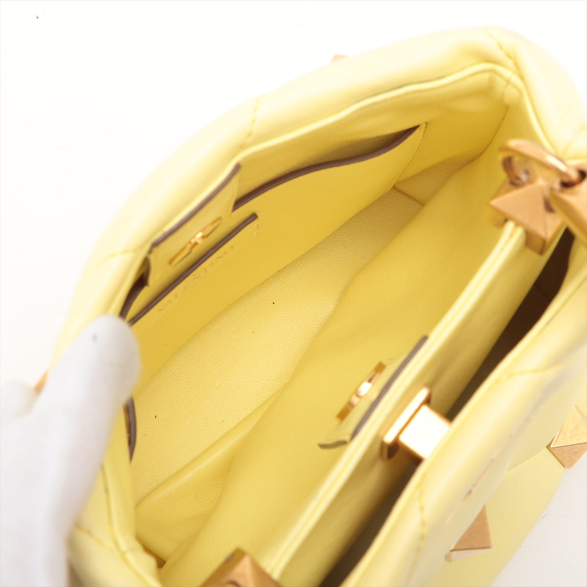 Valentino Garavani Roman Stud Leather Shoulder Bag Yellow * PREORDER *