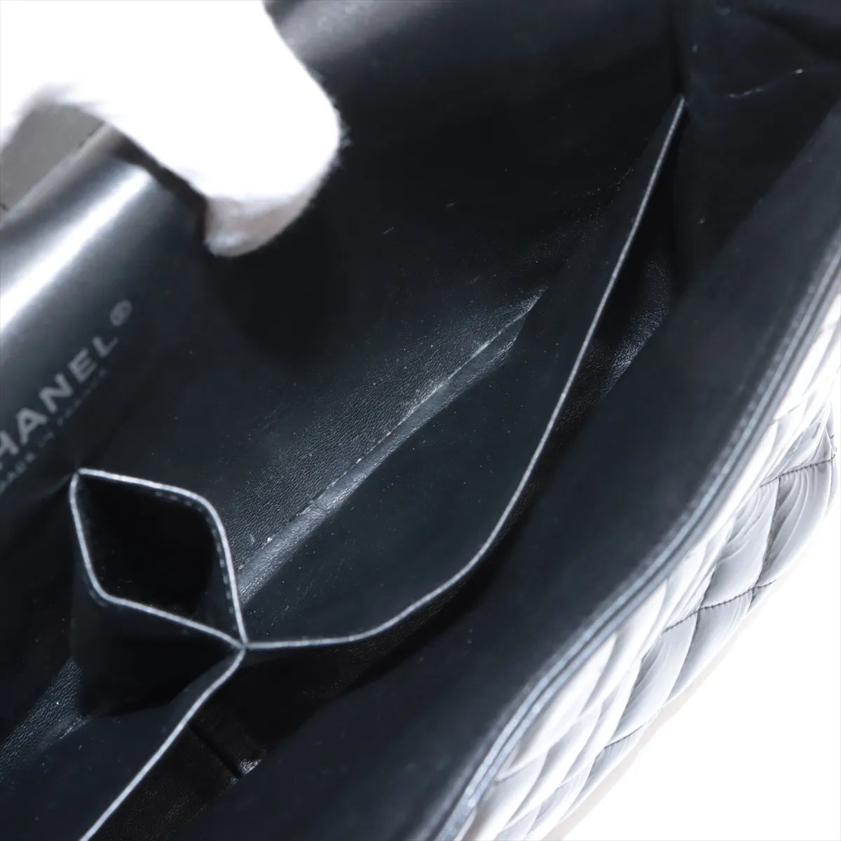 Chanel CC Logo Dekamatrasse 34 Maxi Patent Leather Double Flap Double Chain Bag Black * PREORDER *