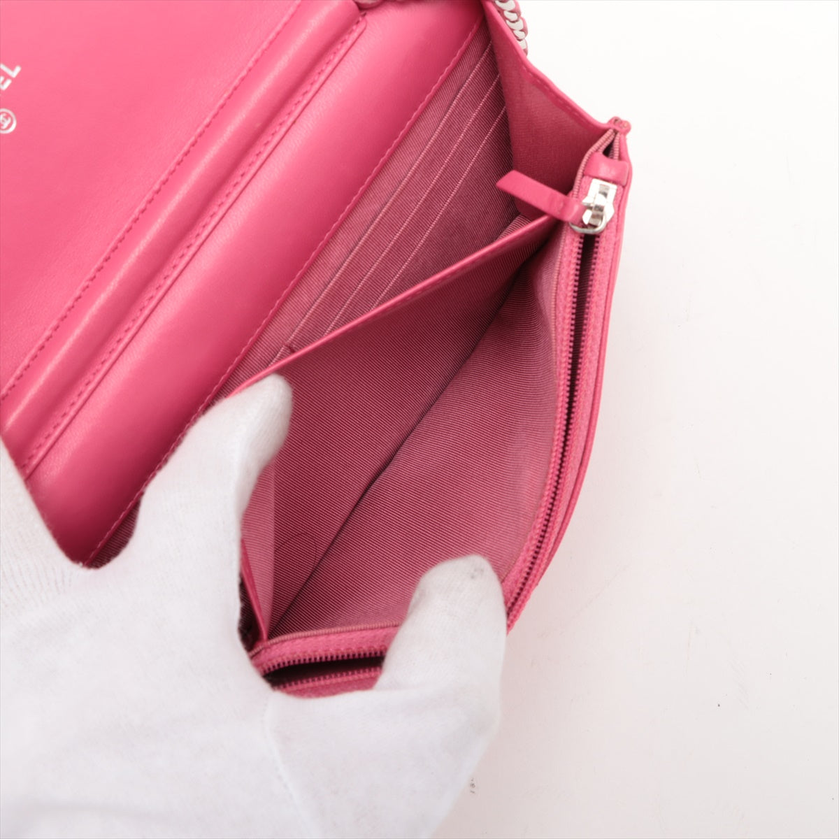 Quality Buy Second Hand Chanel CC Logo Matelasse Lambskin Chain Wallet Bag Pink