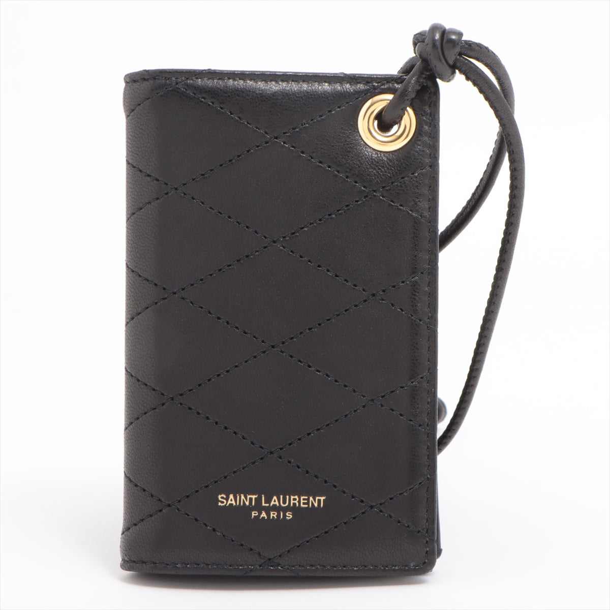 #1 Buy Second Hand Saint Laurent Leather Strap Card Case Black