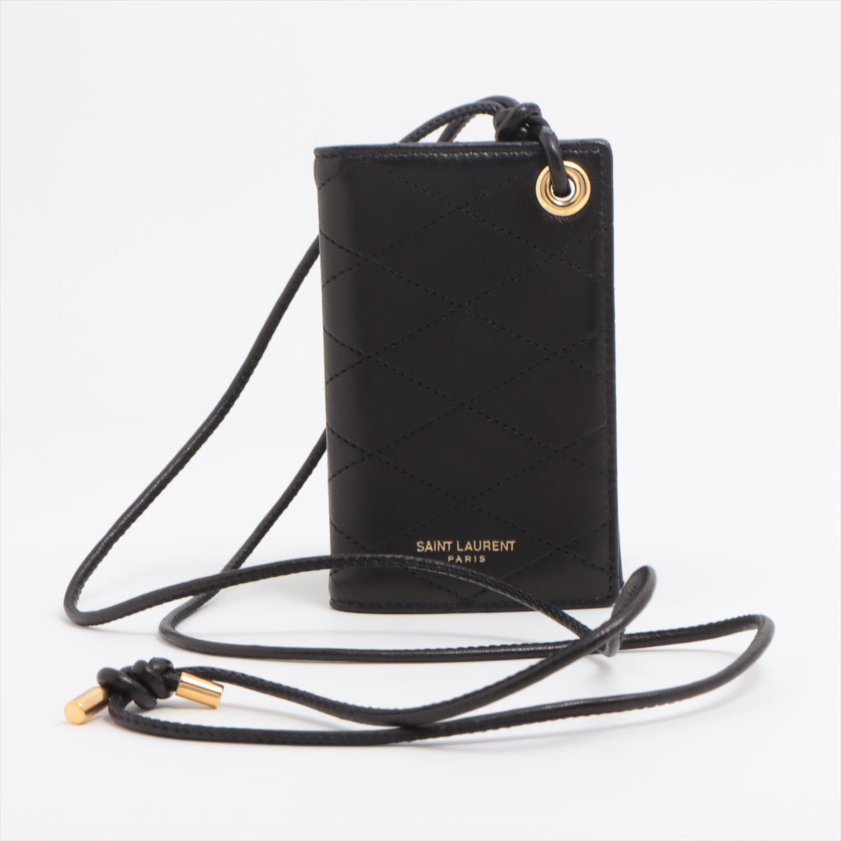 Best Buy Second Hand Saint Laurent Leather Strap Card Case Black