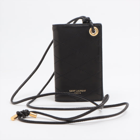 Best Buy Second Hand Saint Laurent Leather Strap Card Case Black